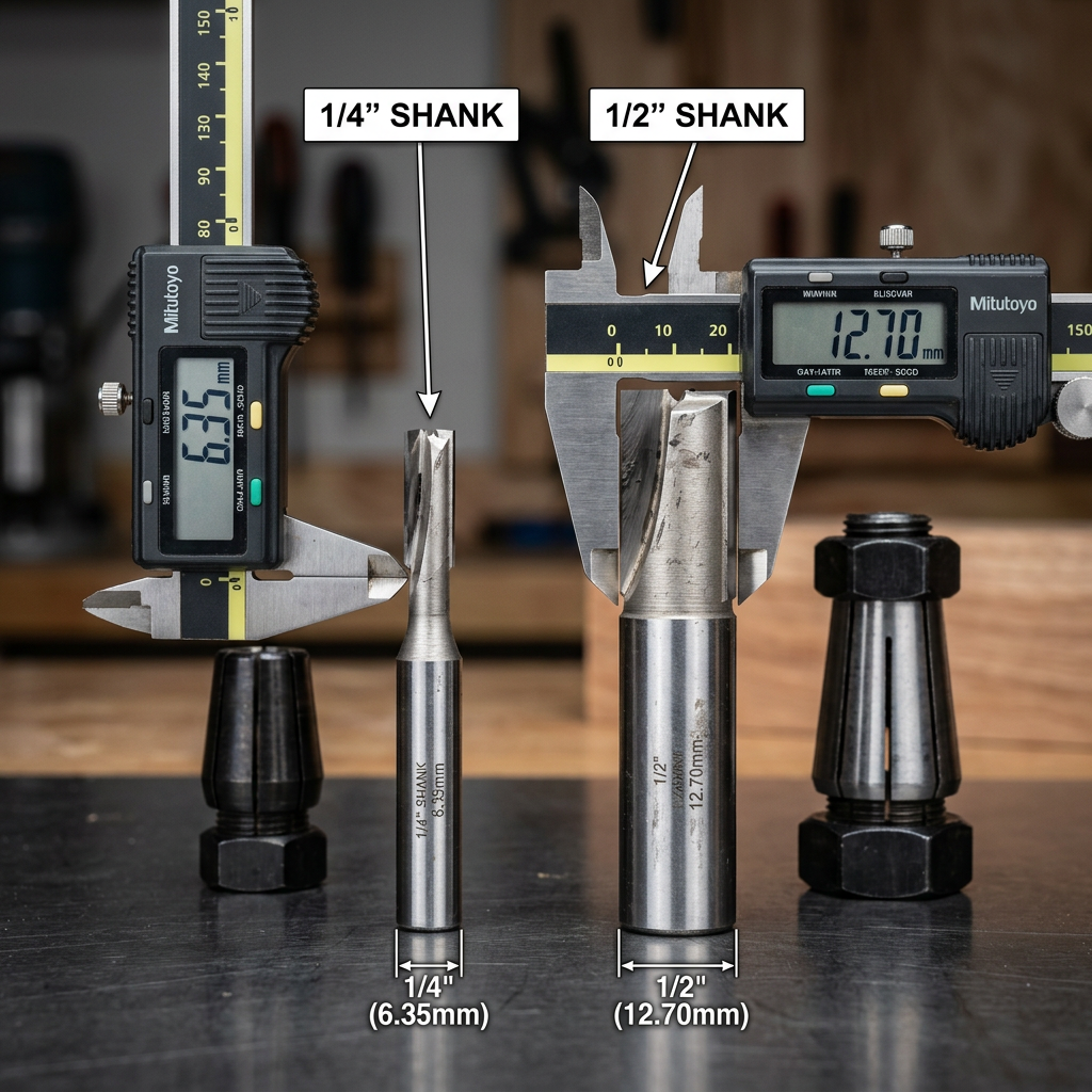 1/4" vs 1/2" Router Bit Shank: Why Size Matters More Than You Think
